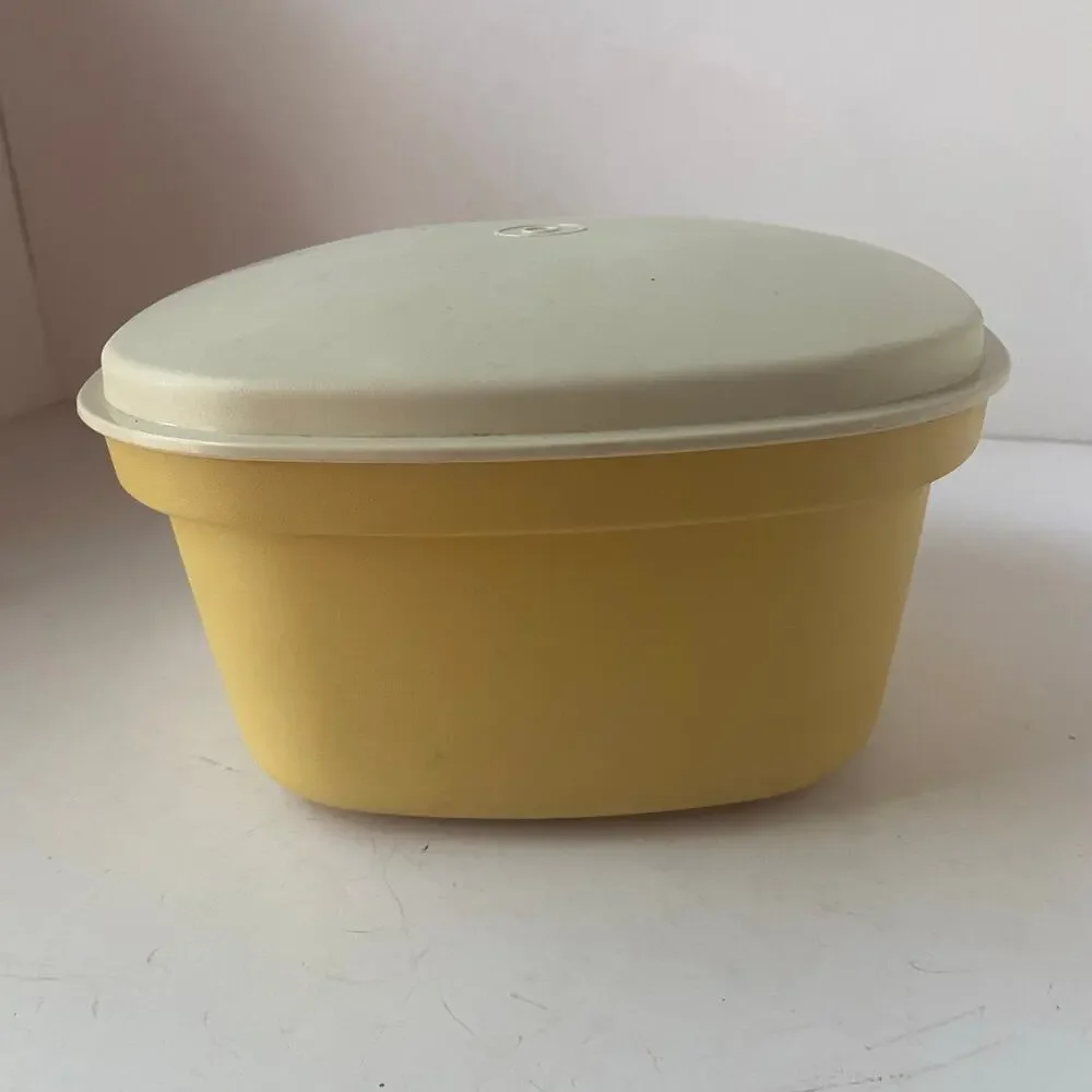 Vintage Tupperware Square Microwave Steamer 3 Piece Set Harvest Gold 888-10 GUC